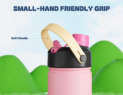 12 oz Kids Water Bottle for Girls: 2-in-1 Straw Spout Lid, Durable Straw Spout - Image 5