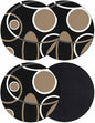Black Brown Coasters Set of 4, Non-Slip Cup Coaster Mat by PIEPLE