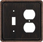 Henne Bery Rope Edge Decorative Wall Plate Switch Plate Outlet Cover (Toggle/Duplex, Aged Bronze)