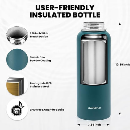 RAYMYLO Insulated Water Bottle 40 oz, Triple Wall Vacuum Stainless Steel | - Image 5