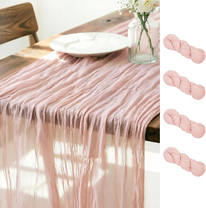 Dusty Pink Cheesecloth Table Runner 160 Inches 10 Pack Gauze Table Runner | by LINXTAR
