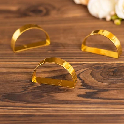 Efavormart 4 Pack | 2" Shiny Gold Metal Semicircle Napkin Rings, D-Shaped - Image 9
