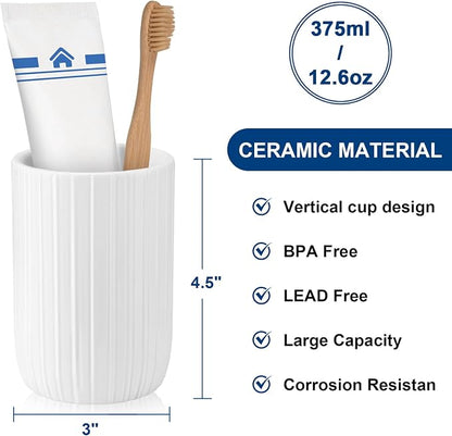 Bathroom Tumbler Cup Ceramic 12.6oz Reusable Toothbrush Cup 375ml, Toothbrush - Image 3