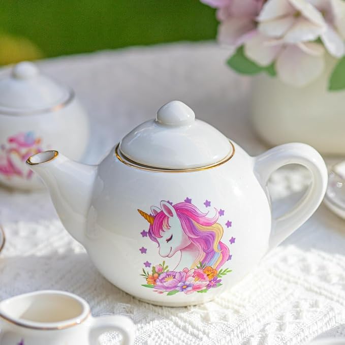 TUZT Porcelain Tea Party Set for Little Girls Kids Toddlers, Pretend Play Toys - Image 5