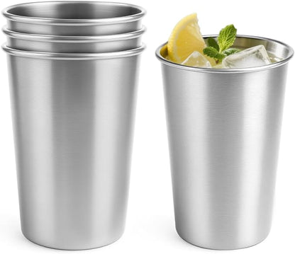16oz Stainless Steel Pint Cups, Stackable Metal Drinking Glasses | Stainless by Luxgola
