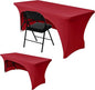 Nasitos 2 Pack Spandex Tablecloths for 6 Foot Rectangle Table-Open Back Red Stretch Table Cloths for 6 Foot Folding Table, Wrinkle Resistant for Wedding, Parties, Buffet, Baby Shower