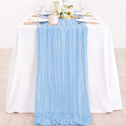 Light Blue Cheesecloth Table Runner - Image 2