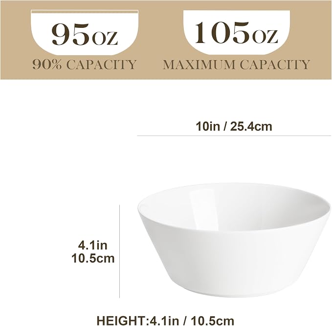 MALACASA 105 OZ Large Serving Bowls Ceramic Salad Soup Bowls Set of 2 | Deep - Image 2