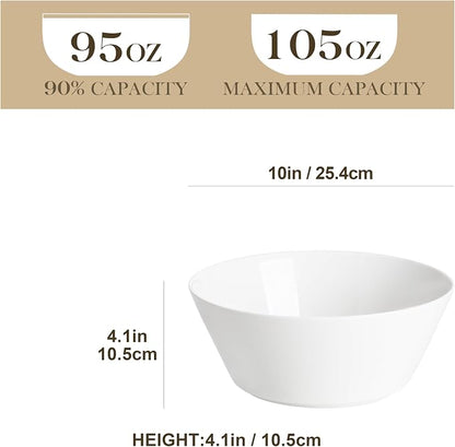 MALACASA 105 OZ Large Serving Bowls Ceramic Salad Soup Bowls Set of 2 | Deep - Image 2