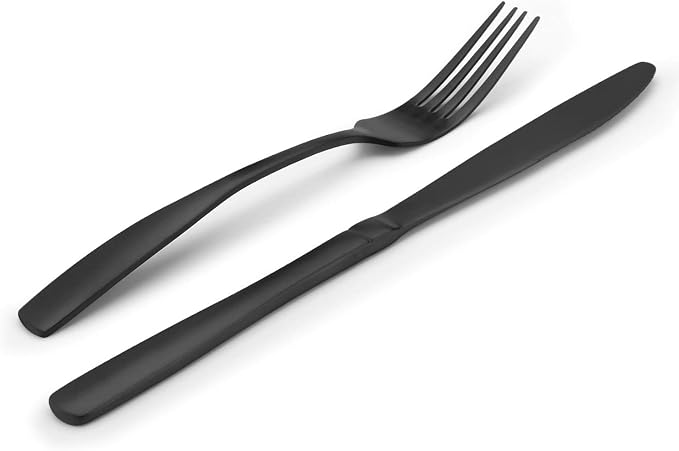 Matte Black Silverware Set, Bysta 40-Piece Stainless Steel Flatware Set - Image 3