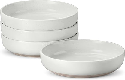 LIANYU Pasta Bowls Set of 4, 33oz Large Stoneware Salad Bowls, Wide and Shallow by LIANYU
