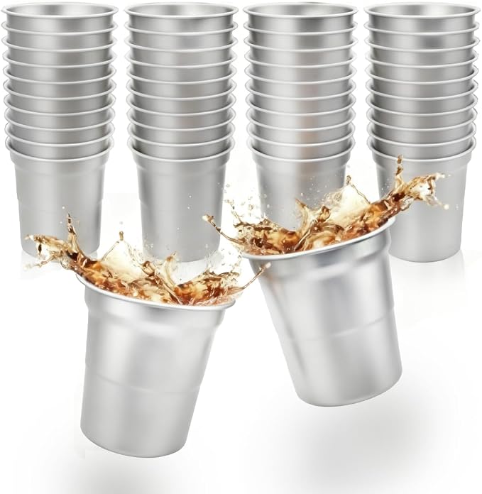 80 Pack 16 oz Aluminum Party Cups, Metal Cups Reusable Aluminum Drinking Cups by Unknown