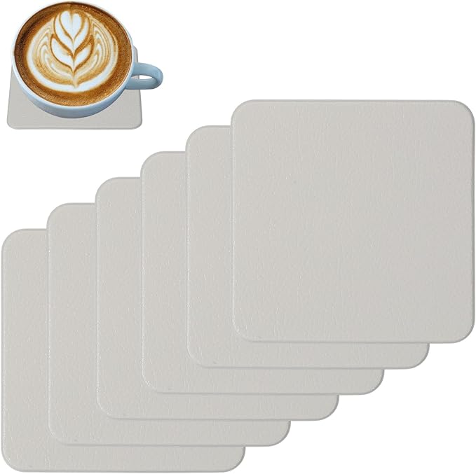 uxcell 6 Pcs Faux Leather Coasters, 3.9 x 3.9 Square Coasters by uxcell