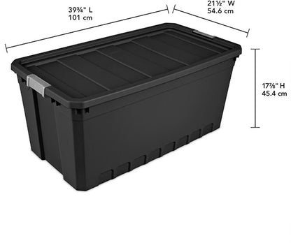 Sterilite 12-Pack Plastic Storage Bins with Lids, Stackable Containers, 50 Gallon, Black