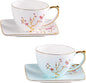 KAMMAK Tea Cups and Saucers Set of 2, Fine Bone China Coffee Cups, GH025 | by KAMMAK