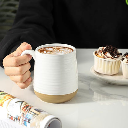 HASENSE Porcelain Coffee Mugs Set of 6, 15 Ounce Large Ceramic Coffee Cups Set - Image 3