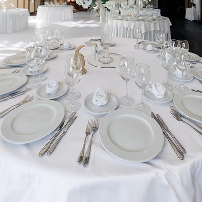 Fitable 6 Pack White Round Table Clothes - 70 Inches in Diameter - Stain Resistant and Washable Tablecloths, Polyester Fabric Table Covers for Wedding, Party, Banquet, Gathering