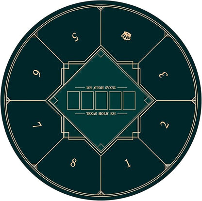 nuveti 24/31/47/55/63inch Round Poker Mat for Texas Holdem | Portable Poker Table Top with Art Deco Layout Print 6-8 Player Game Layout Mat to Play Cards, Poker Games, Blackjack, Casino