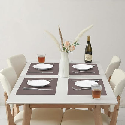 Silicone Placemats Set of 4, Heat Resistant Table Mats,Non-Slip Mats,Waterproof Placemats,Easy to Clean,Dustproof Mats,Perfect for Indoor & Outdoor Dining,12.6 x 17.7 inches by Siliconty (Dark Purple)