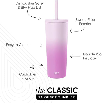 Simple Modern Iced Coffee Tumbler, Insulated | 24oz | Ombré | Reusable - Image 2