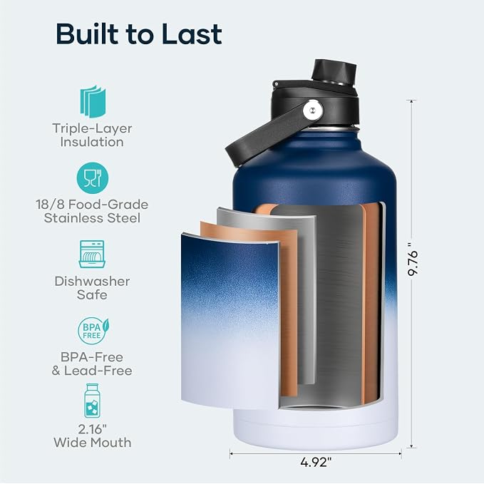 BUZIO 64 oz Insulated Stainless Steel Water Bottle - Image 4