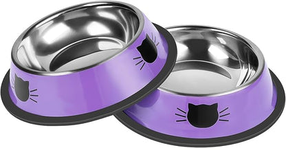 Serentive 2 Pcs Non-Slip Stainless Steel Small Cat Food Bowls by Serentive