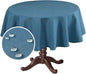 H.VERSAILTEX Linen Textured Table Cloths Round 60 Inch Premium Solid Tablecloth Spill-Proof Waterproof Table Cover for Dining Buffet Feature Extra Soft and Thick Fabric Wrinkle Free, Ink Blue