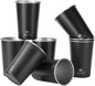 8 Pack Stainless Steel Cups 16oz -Black Stackable Metal Drinking Glasses by HurOutd