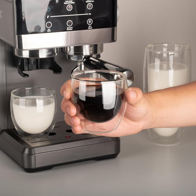 5.5oz Glass Coffee Mugs Set of 4, Double Walled Espresso Cups - Image 2