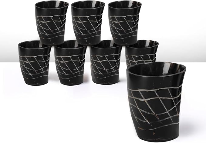 Handicrafts Home Viking Horn Shot Glasses Set of 8, Handmade Natural Ox Horn by HandicraftsHome