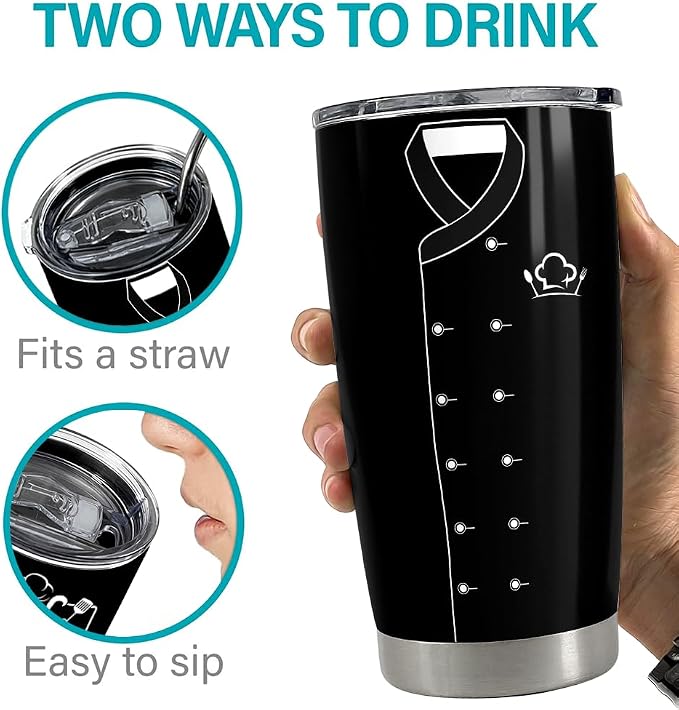 Gifts for Women Men Chef Tumbler 20oz Chef Stainless Steel Insulated Tumblers - Image 7