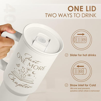SANDJEST Book Lover Gifts for Women, Just One More Chapter Tumbler - Image 5