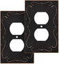 French Cabriole Decorative Wall Plate Switch Plate Outlet Cover (Single Duplex, 2 Pack, Aged Bronze)