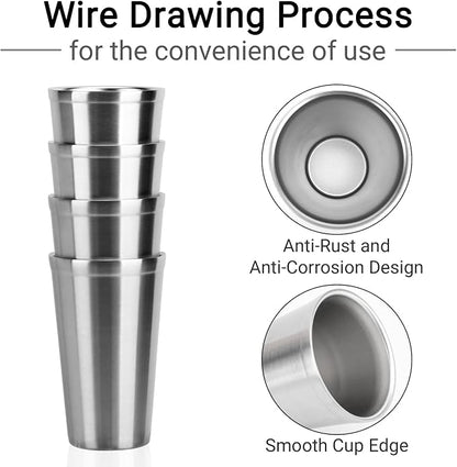 Beasea Stainless Steel Cups 16 oz, 4 Pack Stainless Steel Tumbler Stackable - Image 4