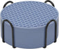 Silicone Coasters Set of 8 with Holder,Coasters for Drinks,Beer,Coffee Coasters,Suitable for Kinds Cups,Hot or Cold,Anti-SLI,Non-Stick,Anti-Overflow Tabletop Protection and Decor (8 Pcs, Blue)