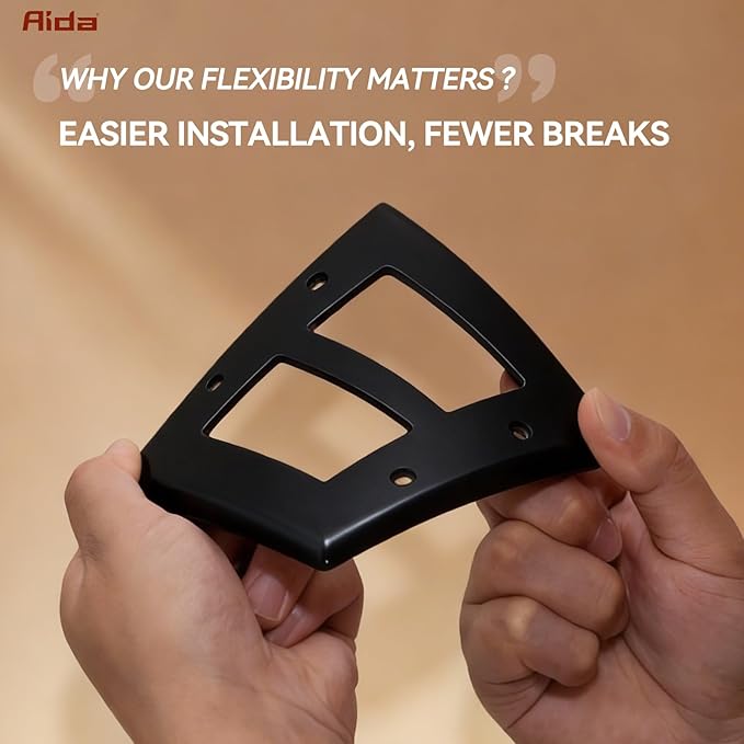 AIDA 2-Gang Decorative Wall Plates, Standard Size 4.53" H x 4.57" L, Unbreakable Thermoplastic, UL Listed - 10 Pack, Glossy Black for Outlets & Switches