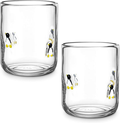 Skylety 2 Pcs Christmas Icon Juice Glass - 14 oz Penguin Stemless Drinking by Skylety