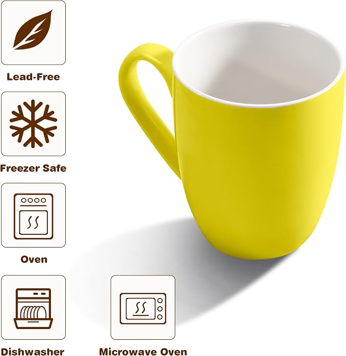 Urbanstrive 16 oz Large Coffee Mugs Set of 4 Ceramic Coffee Mug White Coffee - Image 3