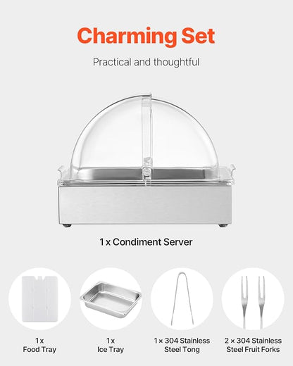 VEVOR Countertop Food Serving Display Container, 1 x 1/2 Pan Stainless Steel - Image 5