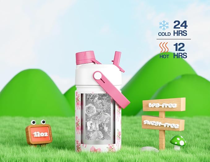 12 oz Insulated Girls Water Bottle: Spill-Proof, Stainless Steel Cup - Image 4