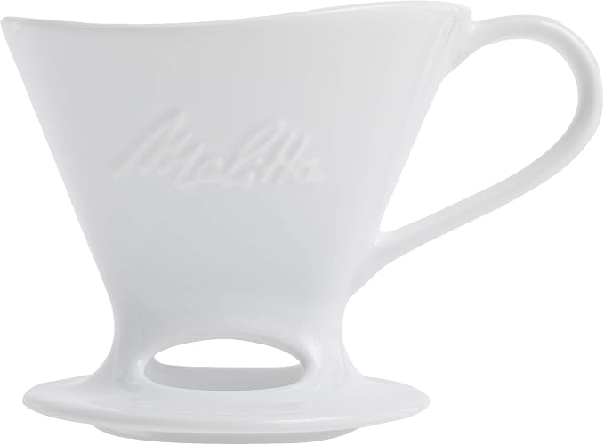 Melitta 1 Cup Porcelain Pour-Over Cone Coffeemaker, Glossy White - Image 2