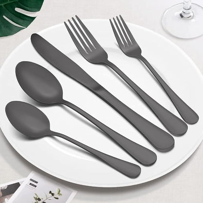 Matte Black Silverware Set for 8, 40 Pieces Stainless Steel Flatware Cutlery Set - Image 4