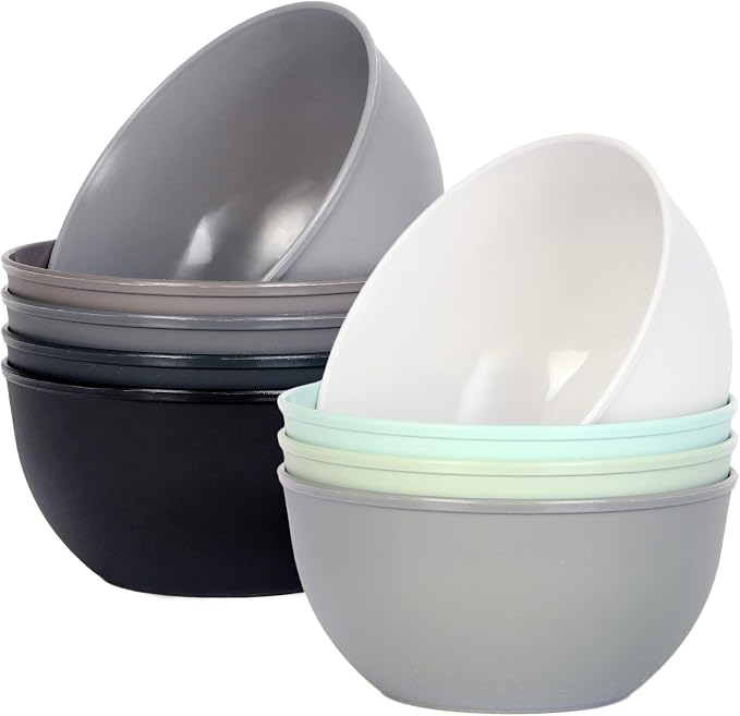 Youngever 9 Pack 10 Ounce Plastic Bowls, Kids Plastic Bowls by Youngever