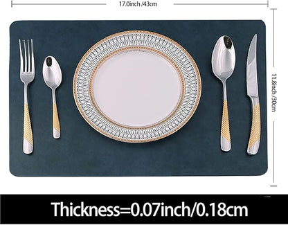 Placemats for Dining Table Set of 4,Design-Classic Faux Leather Wipeable Place Mats,Waterproof&Stain Resistant Table Mats,Washable,Heat-Resistant,Non-Slip Reusable for Kitchen(Navy,4),