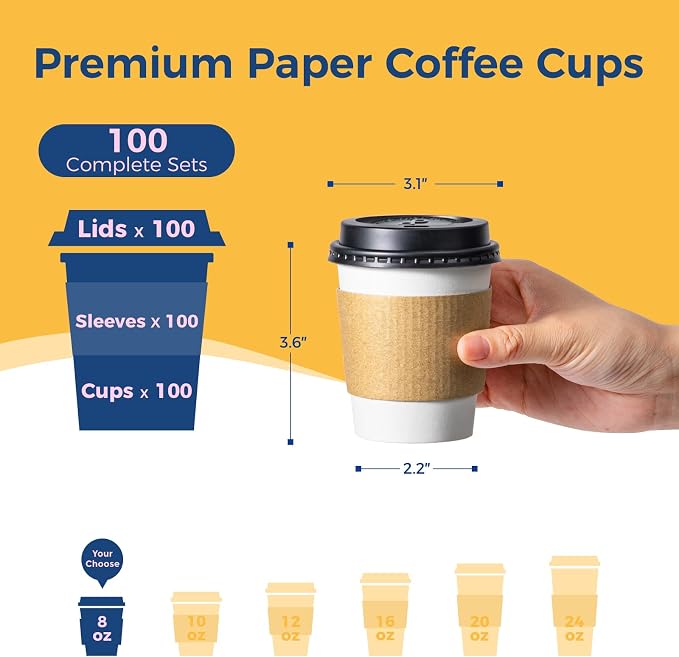 Fit Meal Prep 100 Pack 8 oz Disposable Coffee Cups - Image 2
