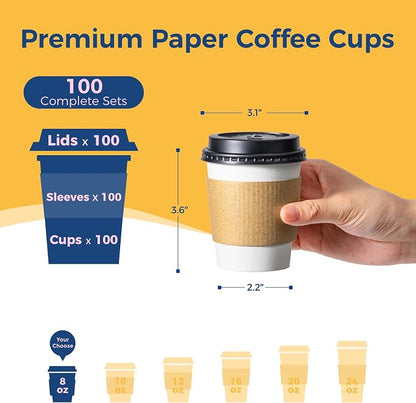 Fit Meal Prep 100 Pack 8 oz Disposable Coffee Cups - Image 2