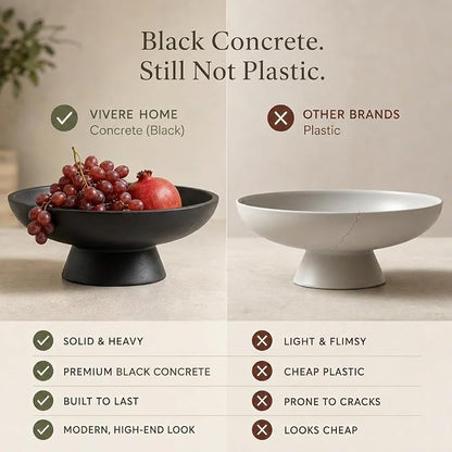 12" Concrete Fruit bowl for Kitchen Counter, Coffee Table Decor, Decorative Key - Image 4