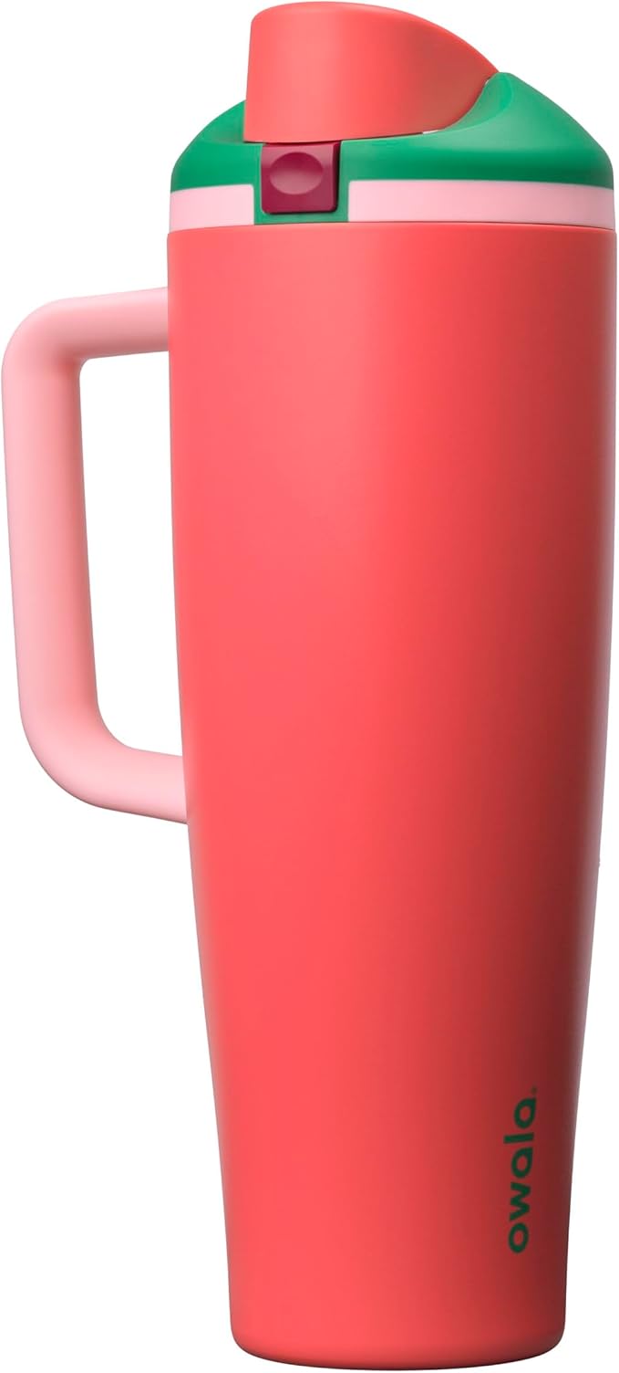 Owala FreeSip Tumbler Stainless Steel Water Bottle 40 oz Strawberry Fields | by Unknown