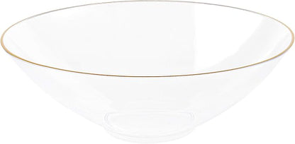 [16 OZ 40 Count] Clear Plastic Organic Design Party Soup bowls With Gold Rim Premium heavyweight Elegant Disposable Tableware Dishes