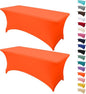 2Pack 8FT Table Cloth for Rectangular Fitted Events Stretch Orange Table Covers Washable Spandex Tablecloth Protector for Party, Wedding, Cocktail, Banquet, Festival